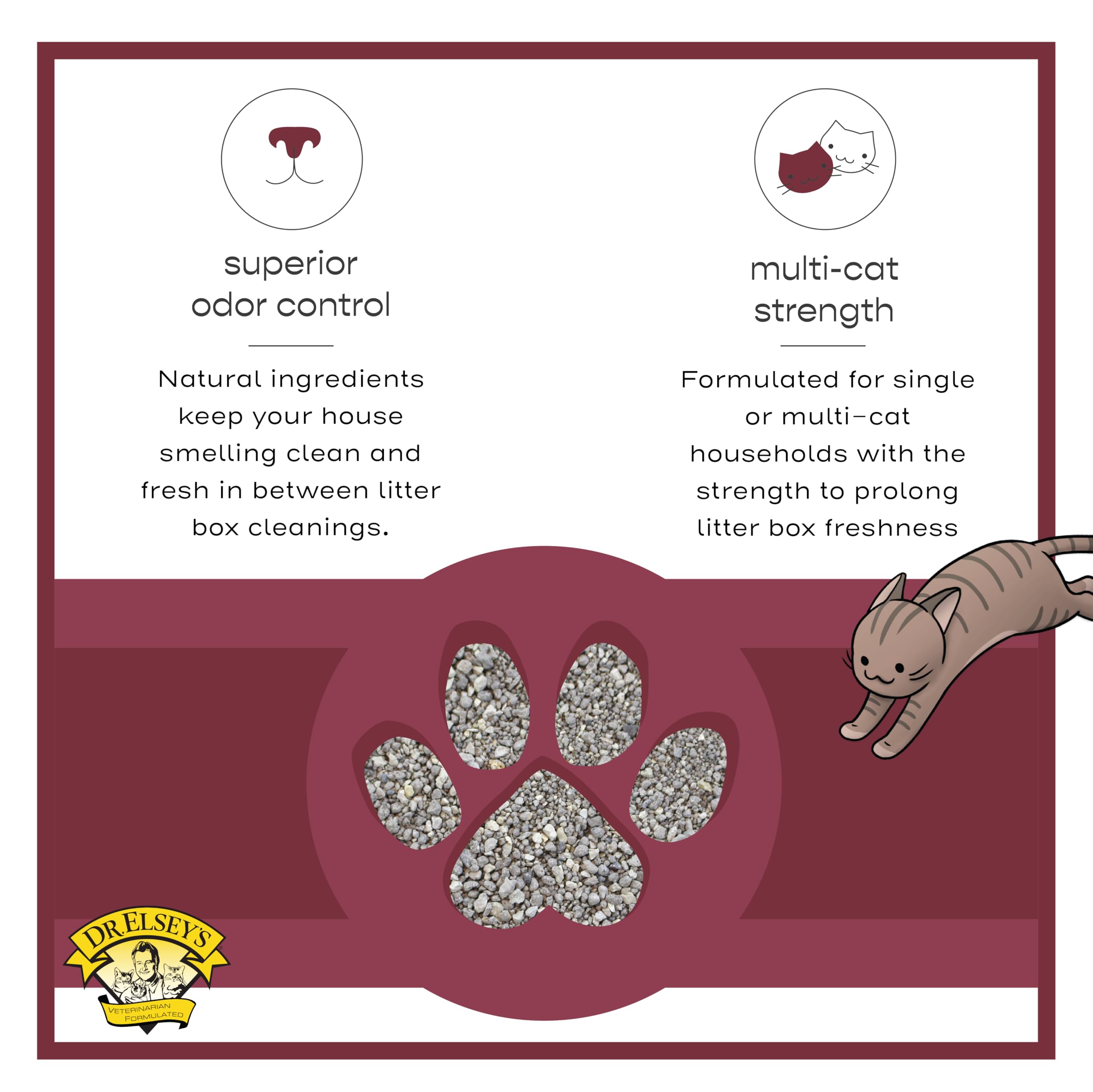 Dr. Elsey's Precious Cat Classic odor-control relies on natural ingredients, no perfumes.