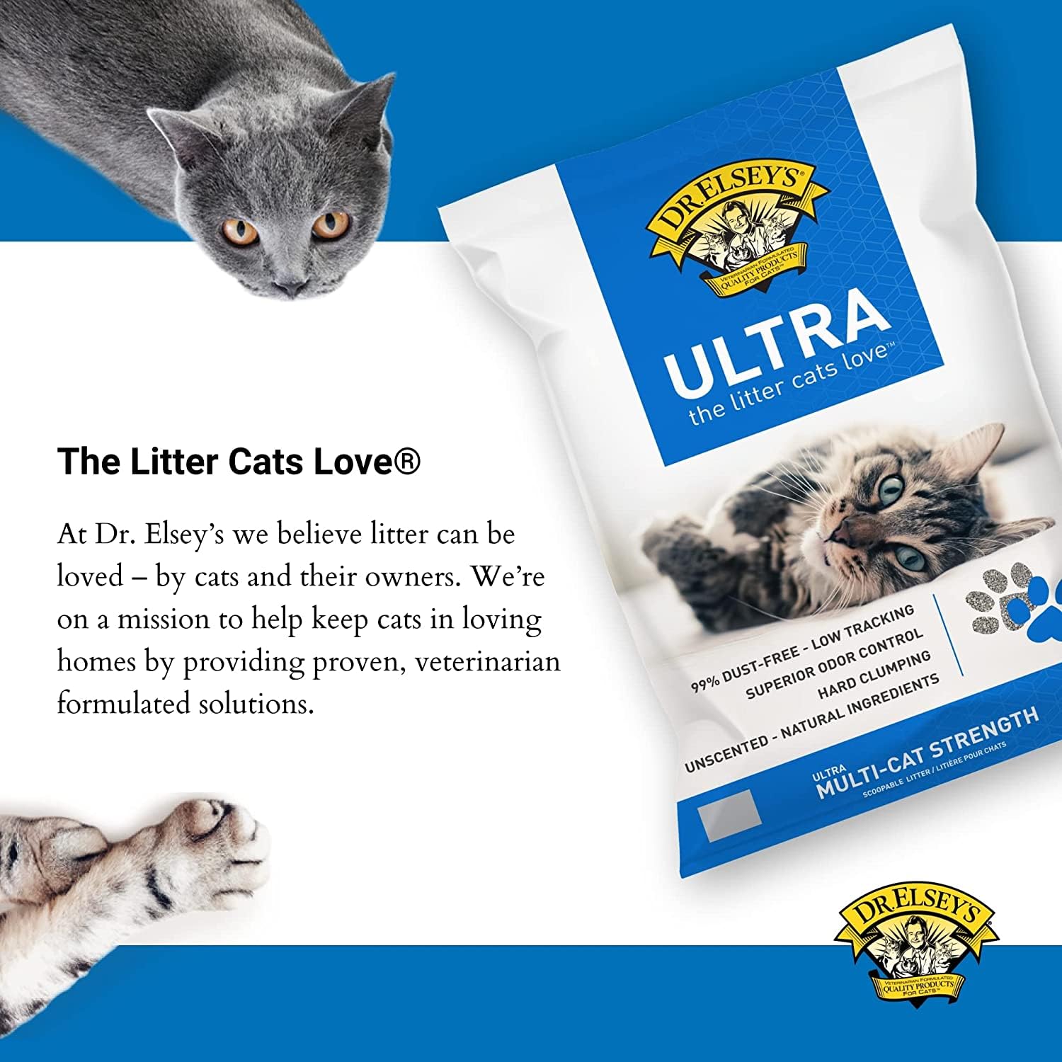 Dr. Elsey's Ultra medium-grain clay supports sturdy clumps.