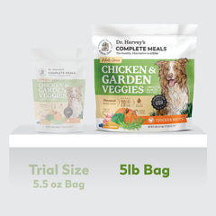 Serving bowl with Dr. Harvey's dog food and warm water ready for serving.