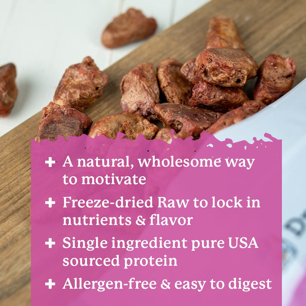 Dr. Harvey's Chicken Hearts bag open, allergen-free snack.