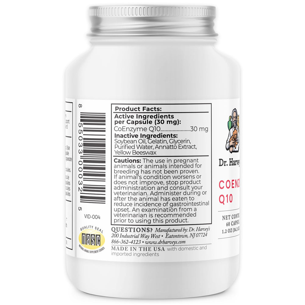Dog owner giving Dr. Harvey's CoQ10 to support heart vitality.