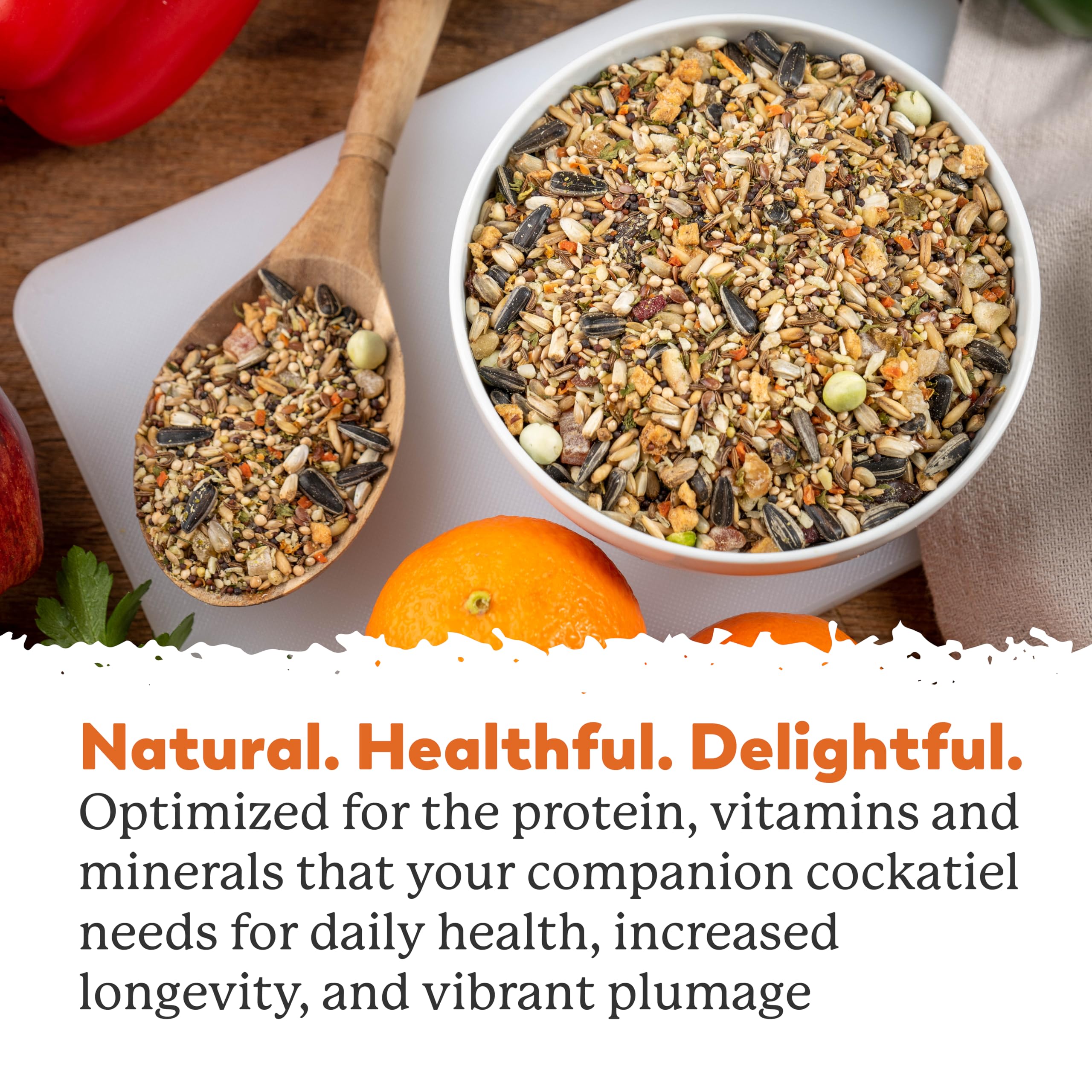 All-natural ingredients from Dr. Harvey's Colossal Cockatiel Blend