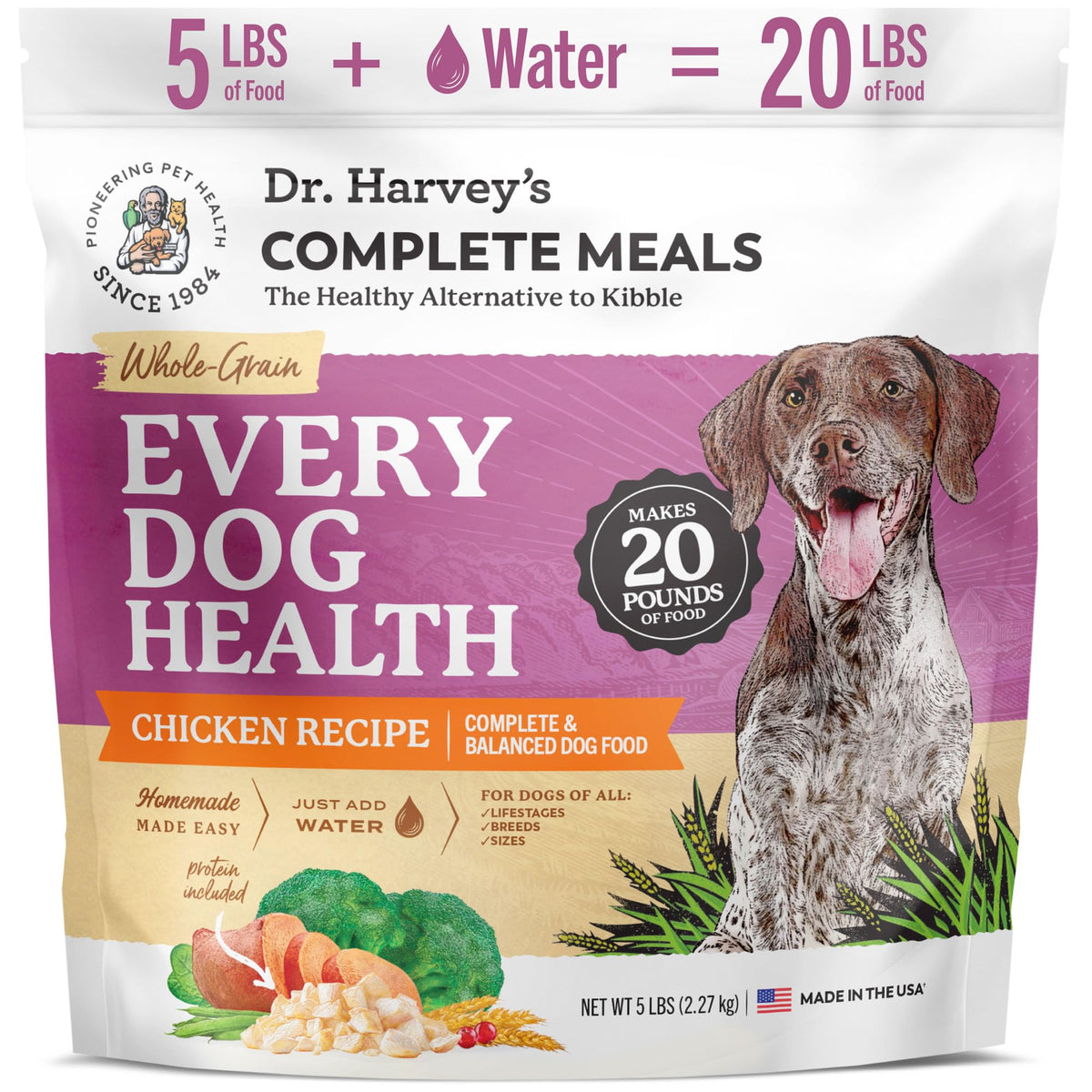 Dr. Harvey's Every Dog Health bag front showing real ingredients you can see.