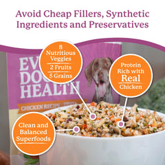 Dr. Harvey's Every Dog Health organic grains shown for balanced nutrition.