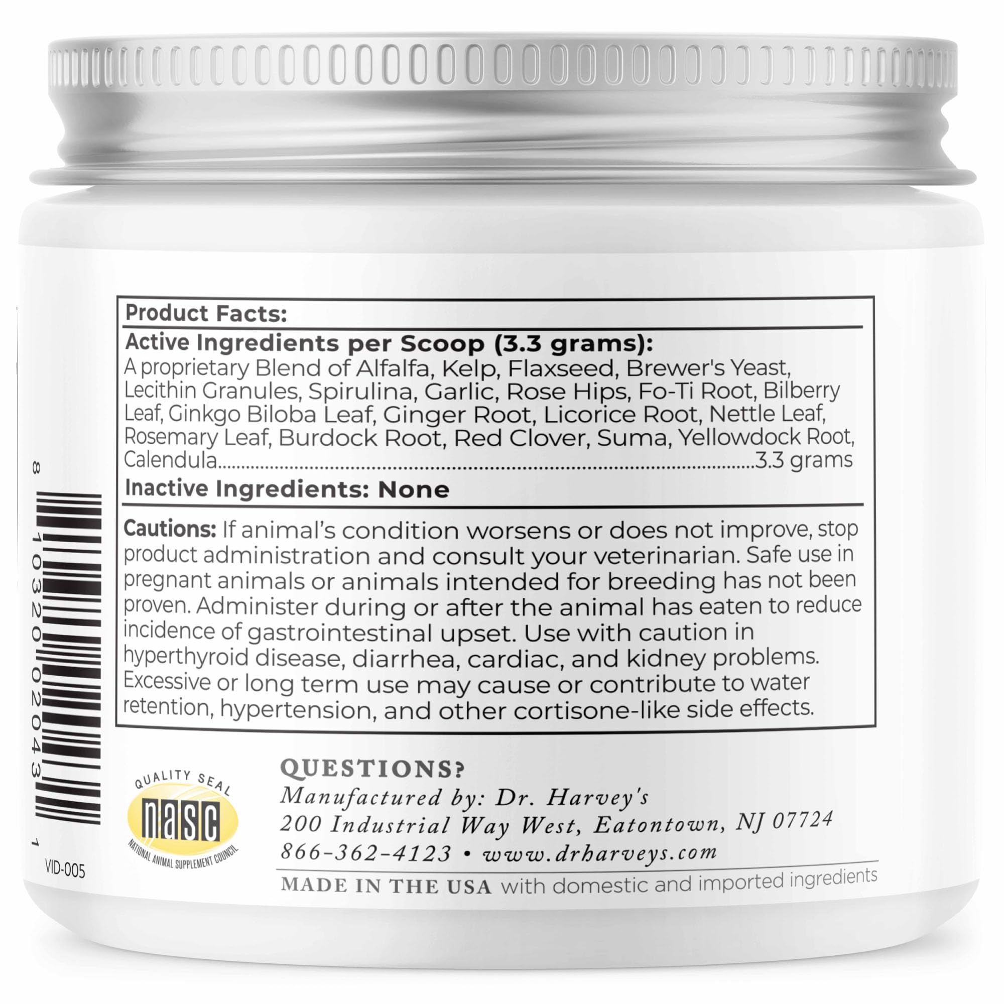 Close-up of key herbs in Dr. Harvey's Golden Years blend for senior dogs