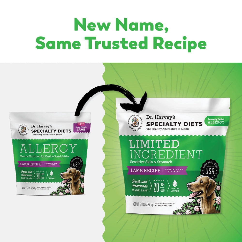 Dr. Harvey's lamb-first-ingredient closeup highlights quality protein for digestion.