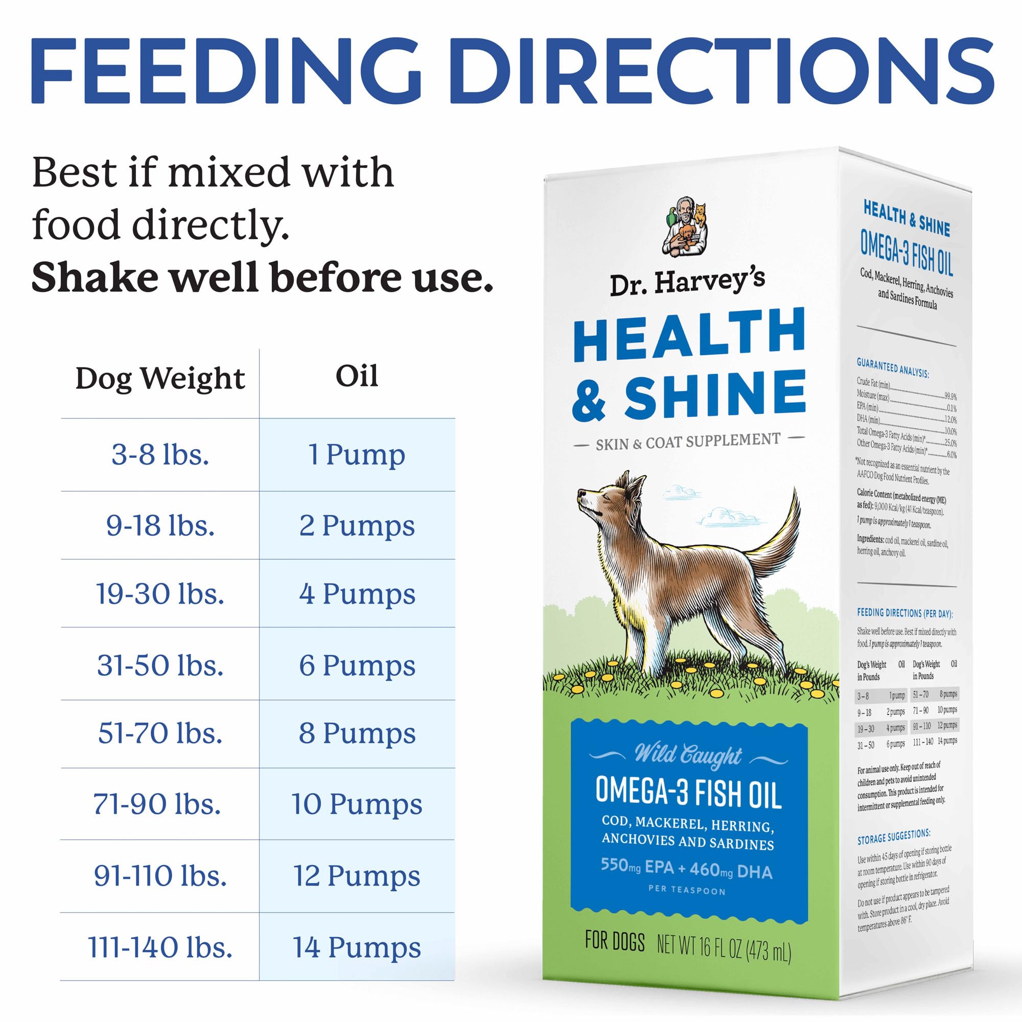 Dr. Harvey's Omega 3 suits homemade or raw diets for dogs.