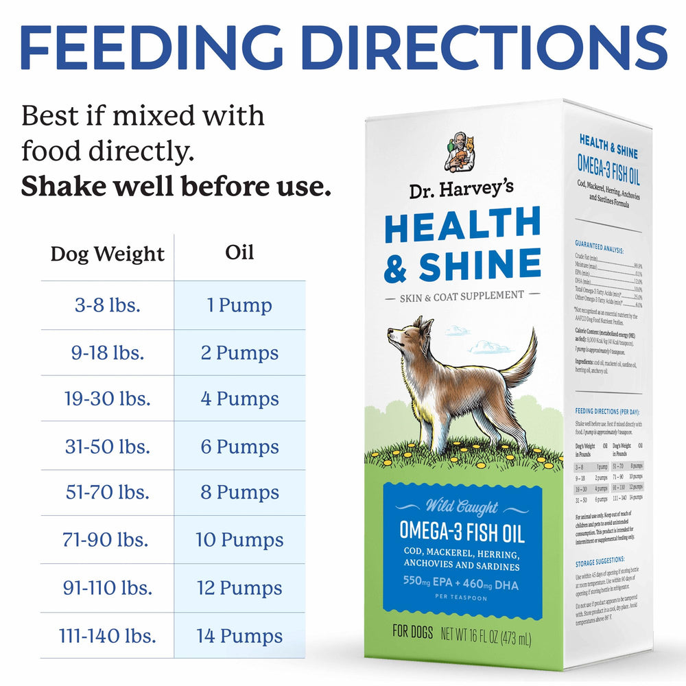 Dr. Harvey's Omega 3 suits homemade or raw diets for dogs.