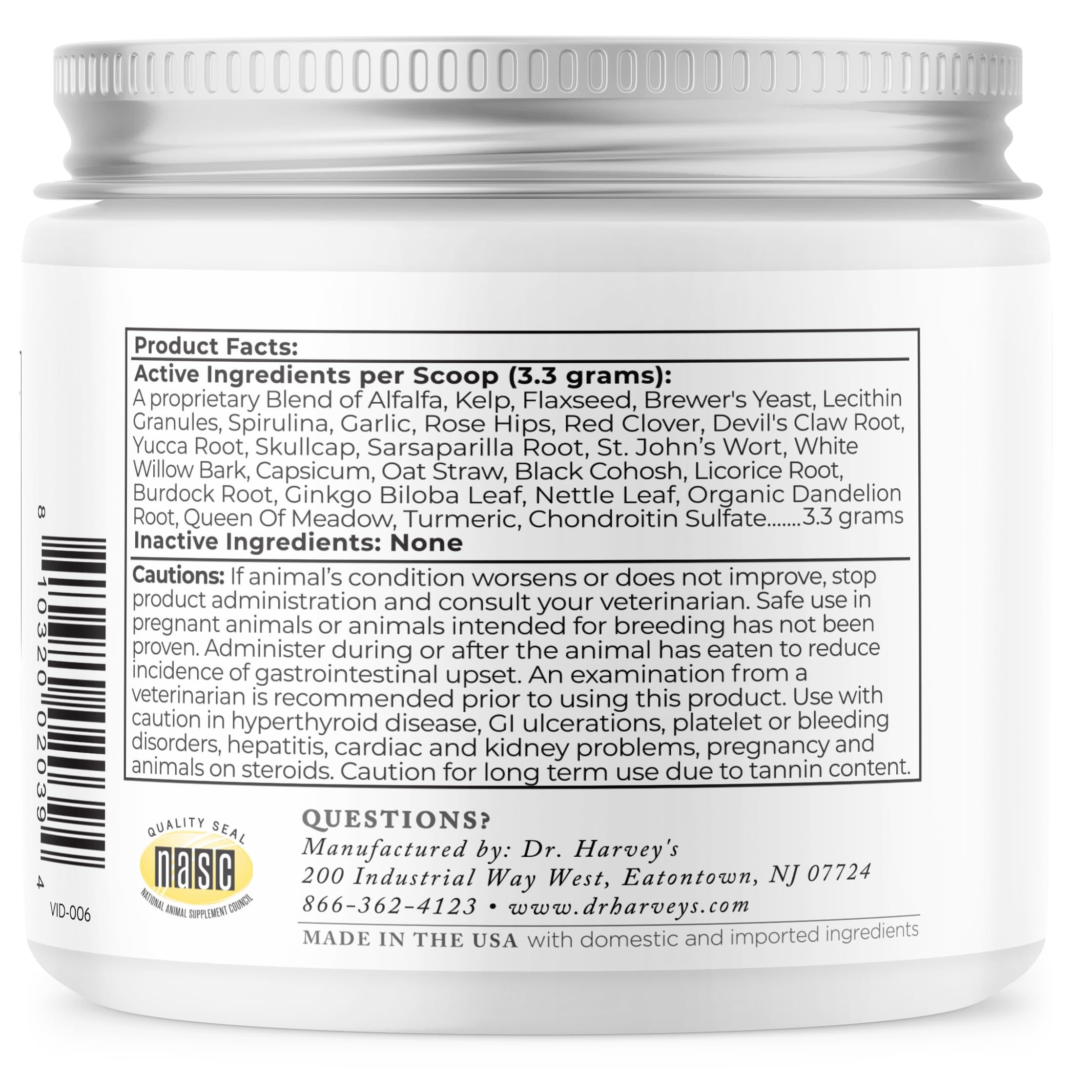 Dr. Harvey's Ortho-Flex jar top with spoon for convenient daily dosing
