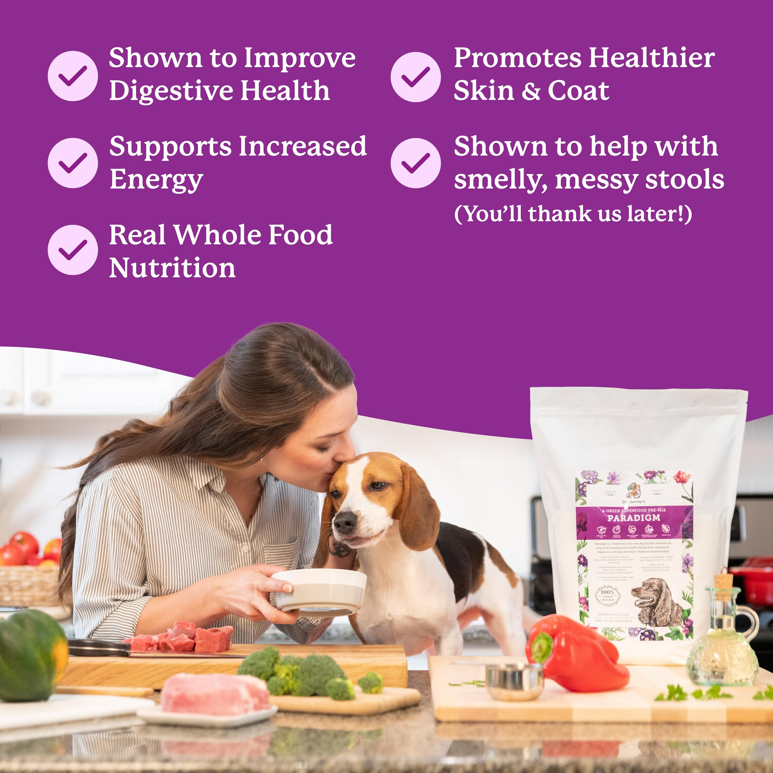 Base mix served with protein and oil for a balanced dog meal.