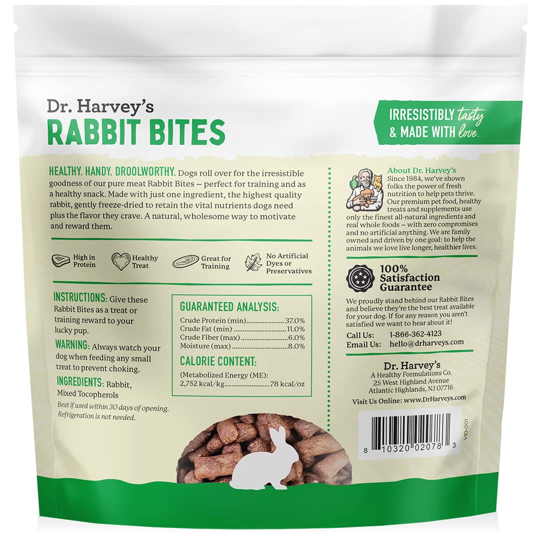 Dr. Harvey's Rabbit Bites allergen-free option for sensitive dogs.
