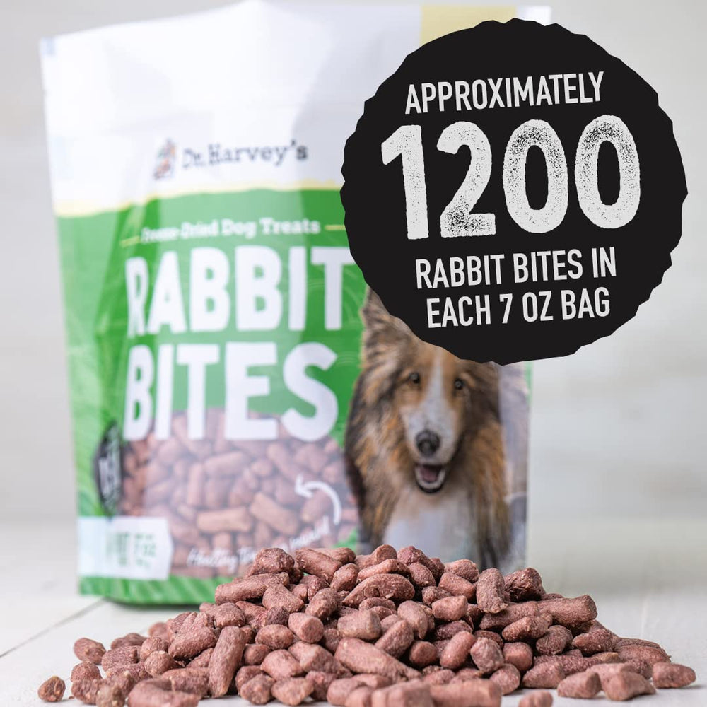 Dr. Harvey's Rabbit Bites freeze-drying process preserves protein and flavor.