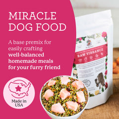 Dr. Harvey's Raw Vibrance grain-free ingredients showcase 21 whole foods for dogs.