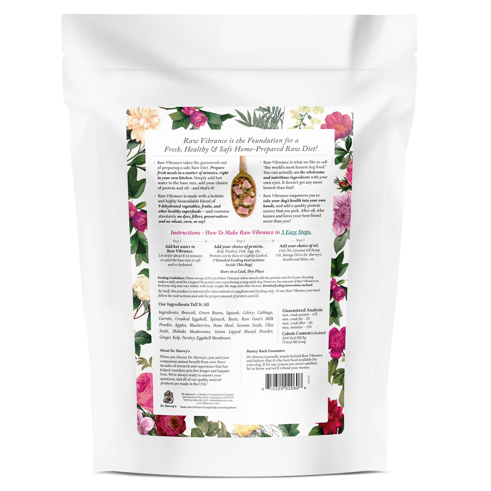 Dr. Harvey's Raw Vibrance quality control highlights trusted sourcing and consistent protein mix.