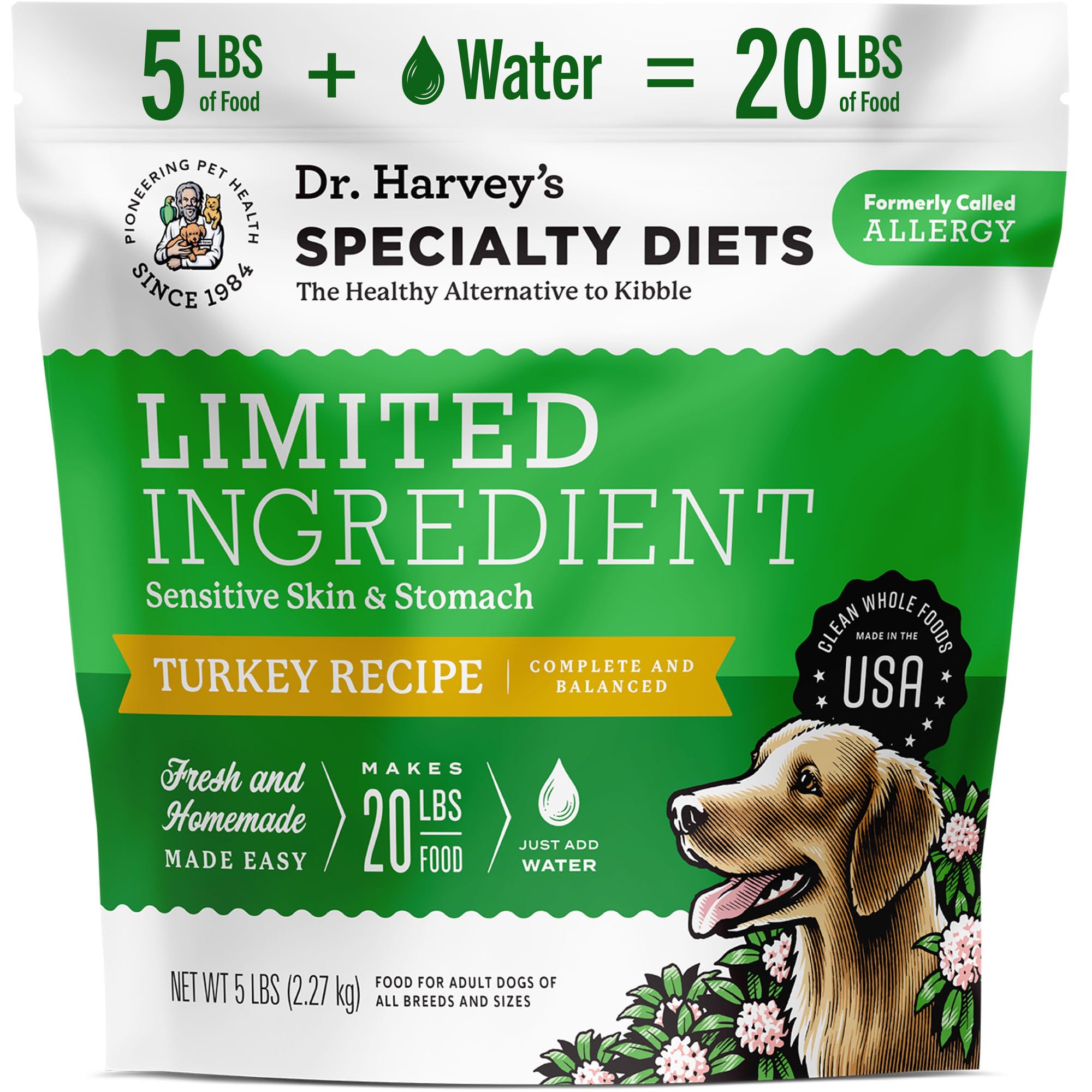 Dr. Harvey's Specialty Diet turkey recipe 5lb bag for sensitive dogs