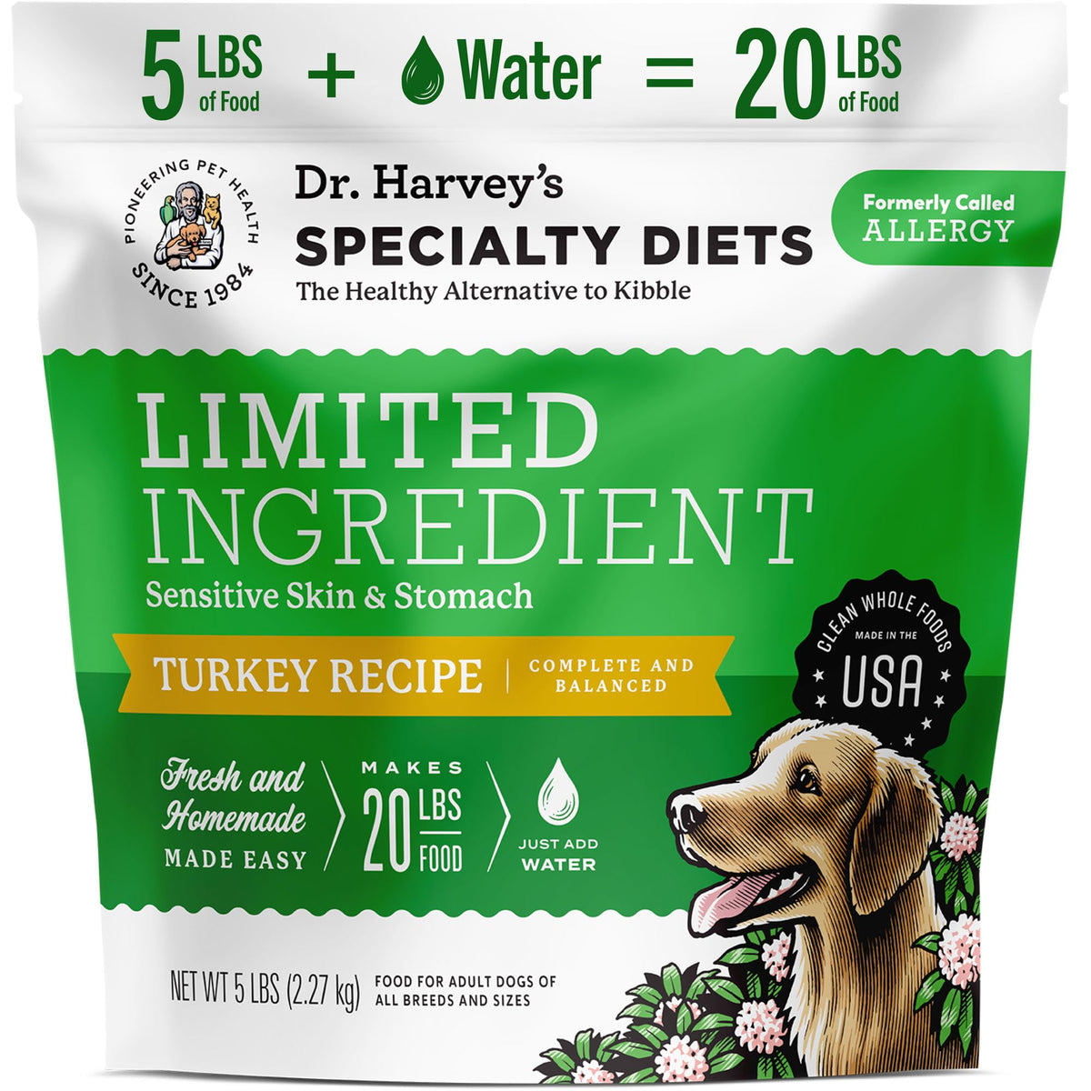 Dr. Harvey's Specialty Diet turkey recipe 5lb bag for sensitive dogs