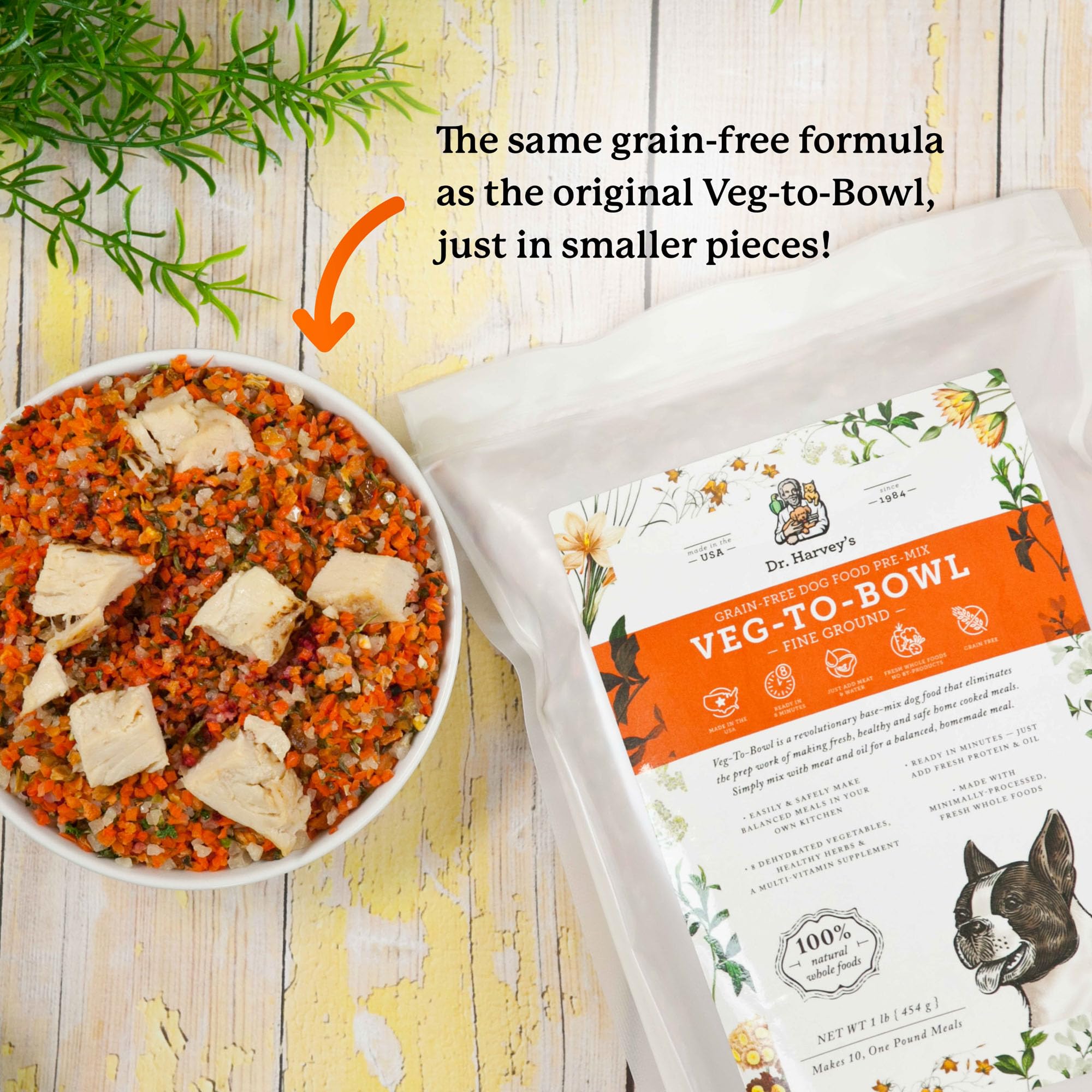 Three-pound bag yields 28 one-pound meals with your dog's protein