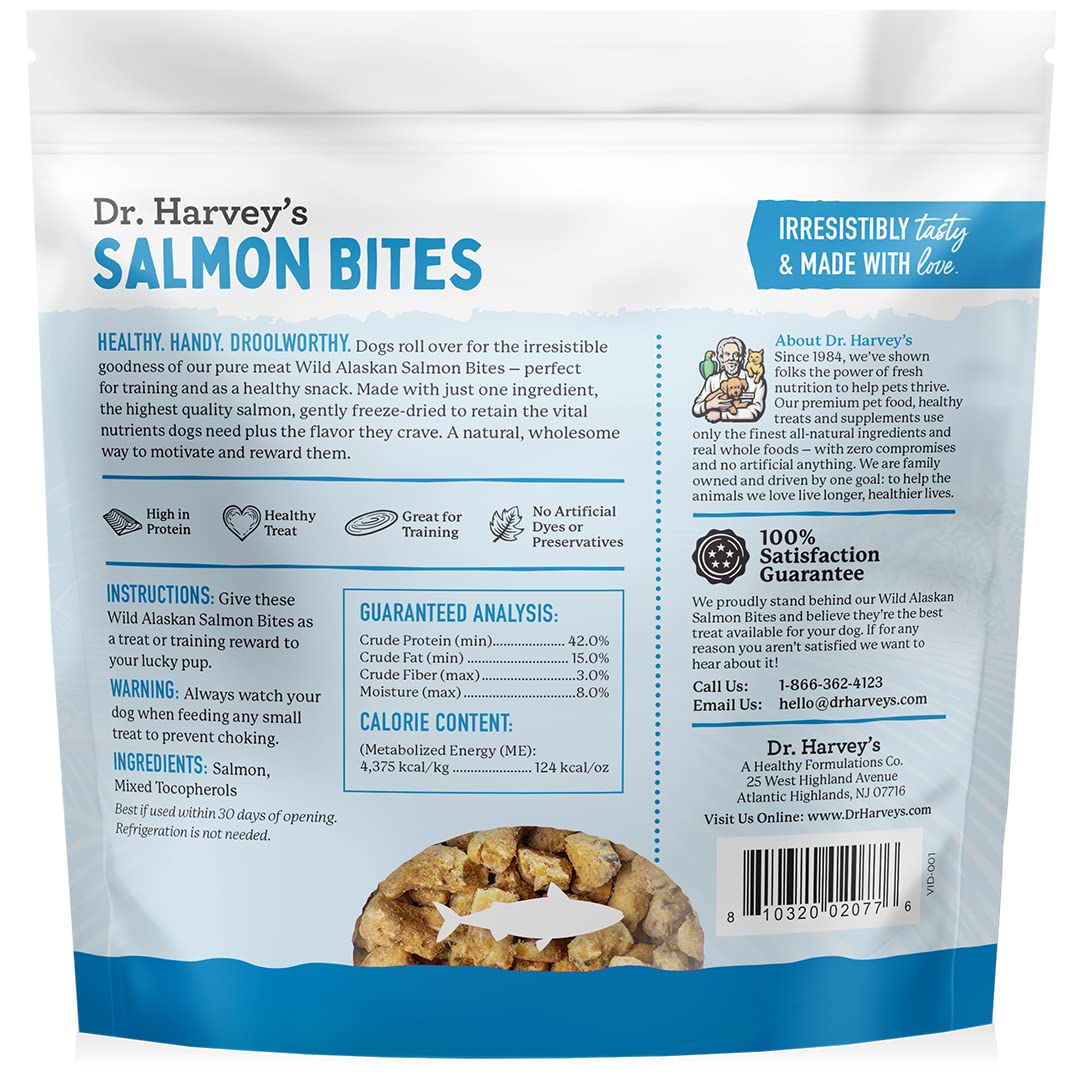 Salmon bites in a dog bowl ready for a snack session.
