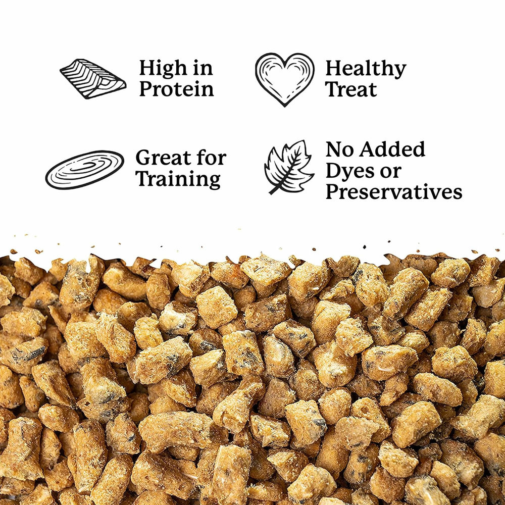 Gift-ready packaging featuring Dr. Harvey's salmon bites for dog owners.
