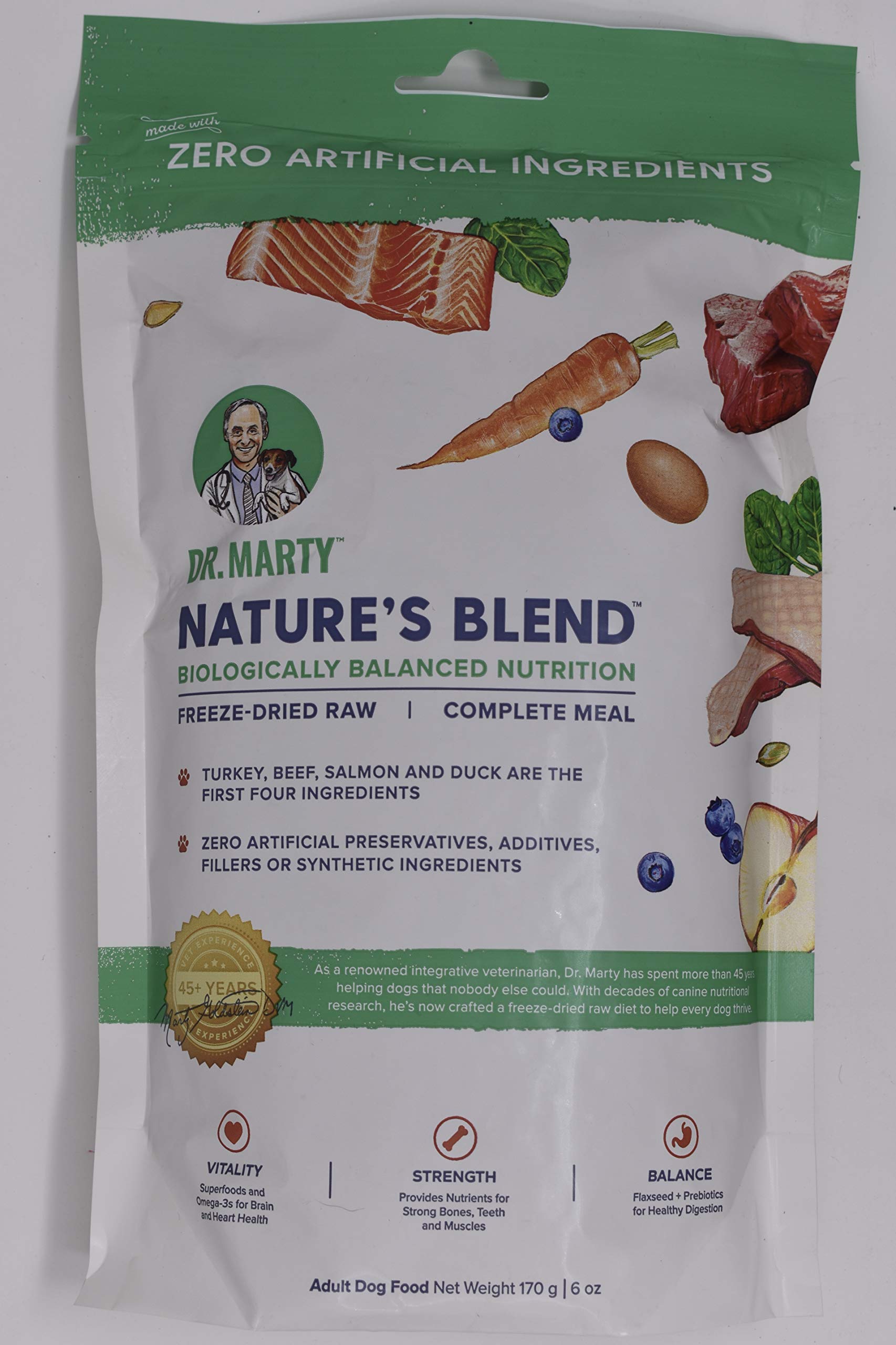 Dr. Marty Nature's Blend bag open and pour-ready for quick, mess-free feeding