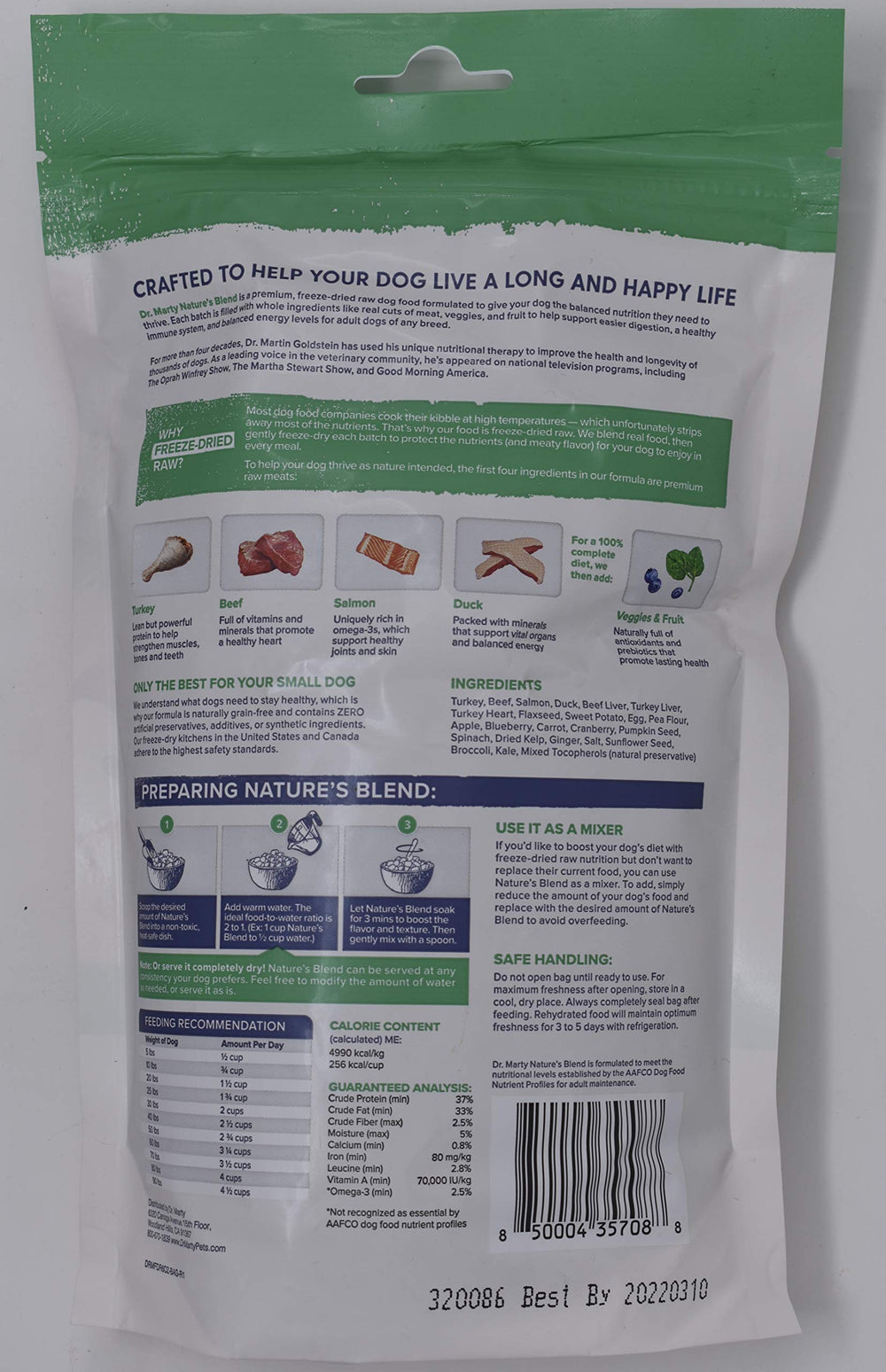 Dr. Marty Nature's Blend in a dog bowl supports steady energy and easy daily feeding