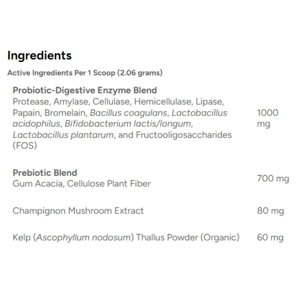 Dr. Marty ProPower Plus probiotic powder topping added to dog meals easily.