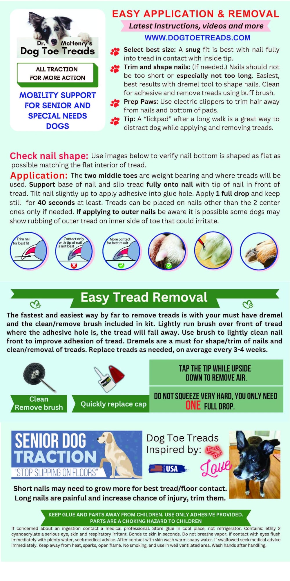 Dr. McHenry's Dog Toe Treads size-exchange supports better sizing