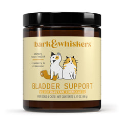 Dr. Mercola Bark & Whiskers bladder support bottle for easy dosing.