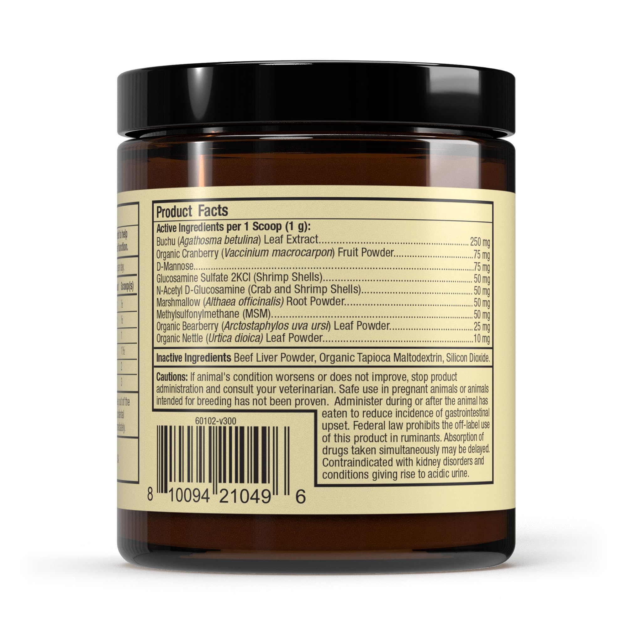 Dr. Mercola Bark & Whiskers bladder support scoop included for precise servings.