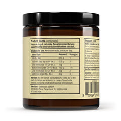 Dr. Mercola Bark & Whiskers cranberry and D-Mannose blend label signals key ingredients.