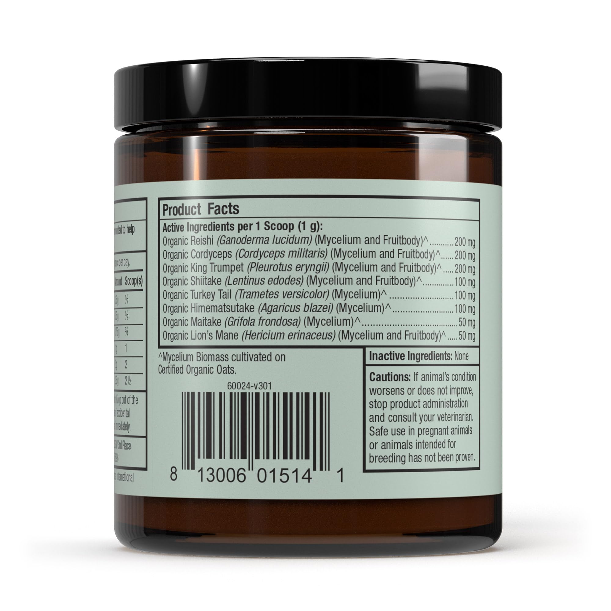 Dr. Mercola Bark & Whiskers pet supplement scoop for digestive health.