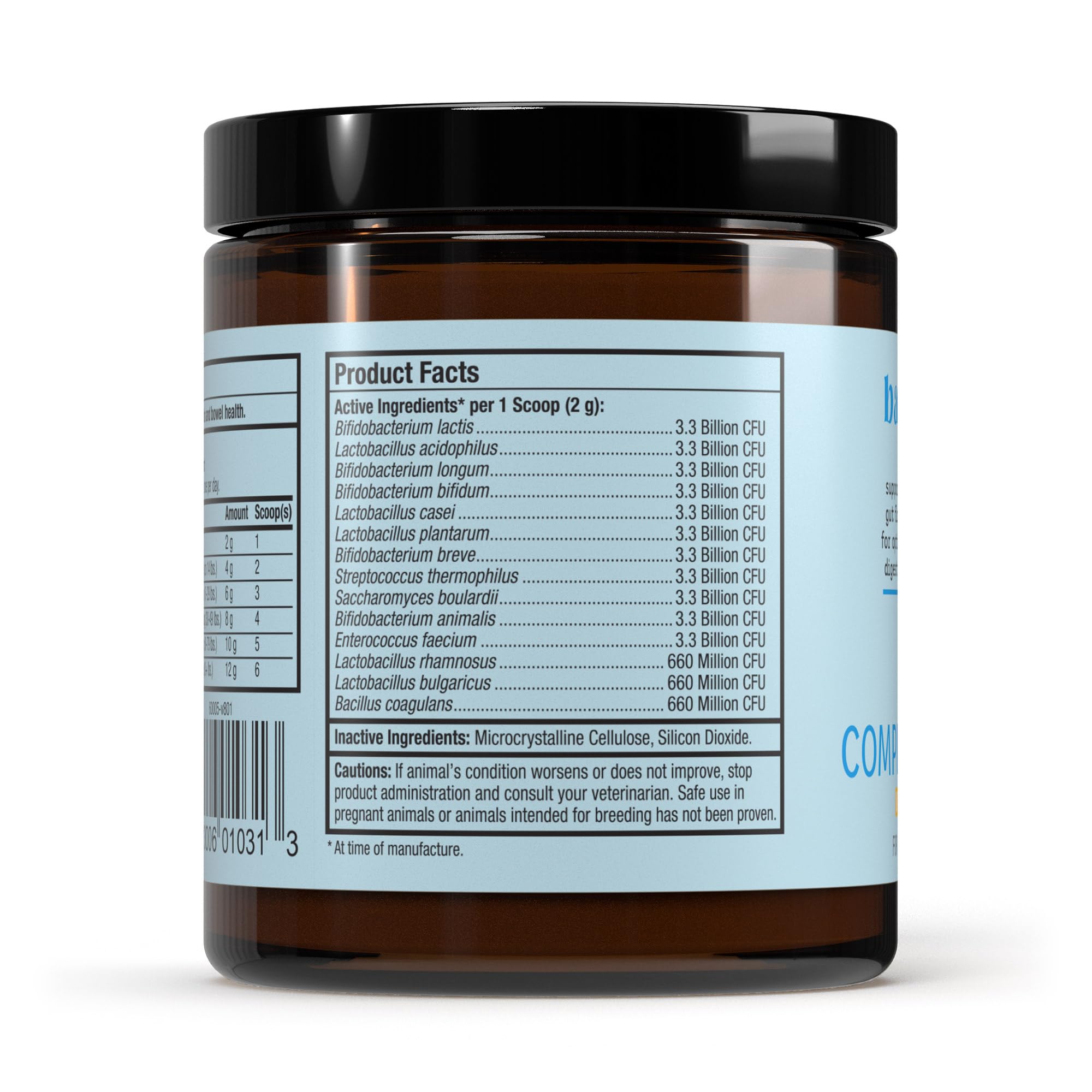 Dr Mercola Bark Whiskers packaging shows strains and 58 billion bacteria per serving