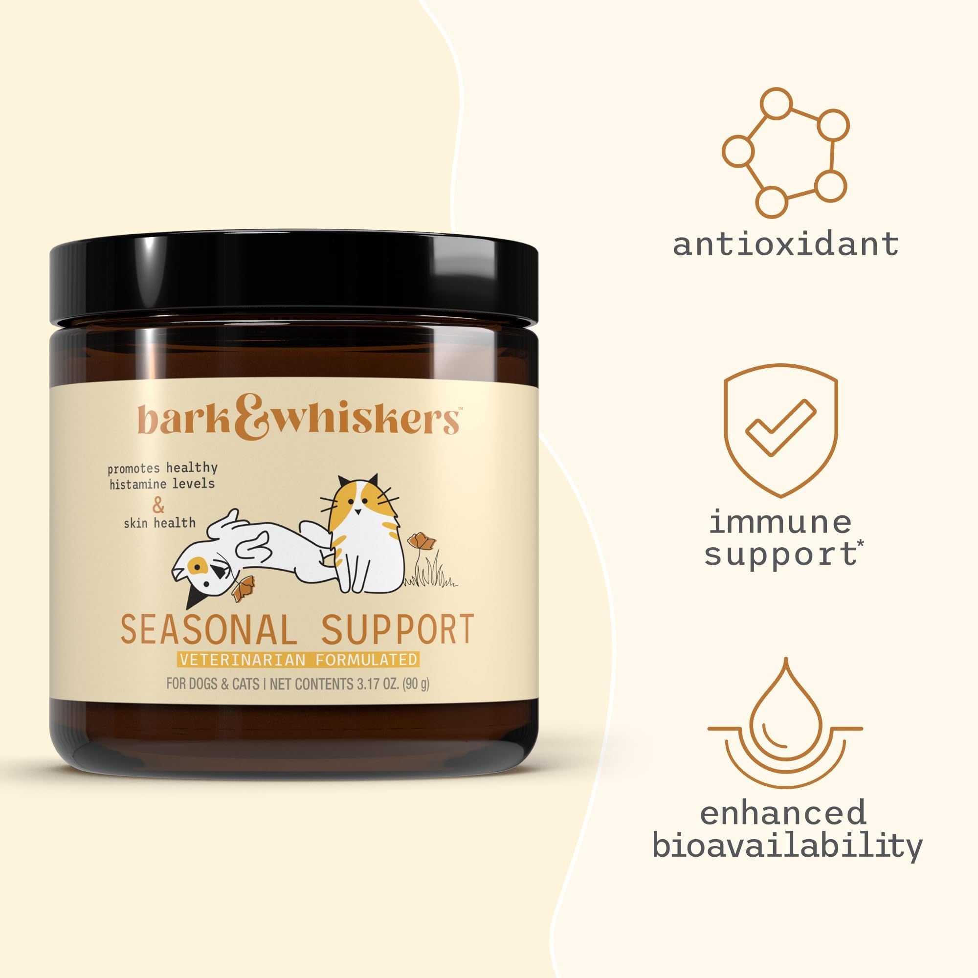 Dr. Mercola Bark & Whiskers powder mixed into pet meals for convenience.