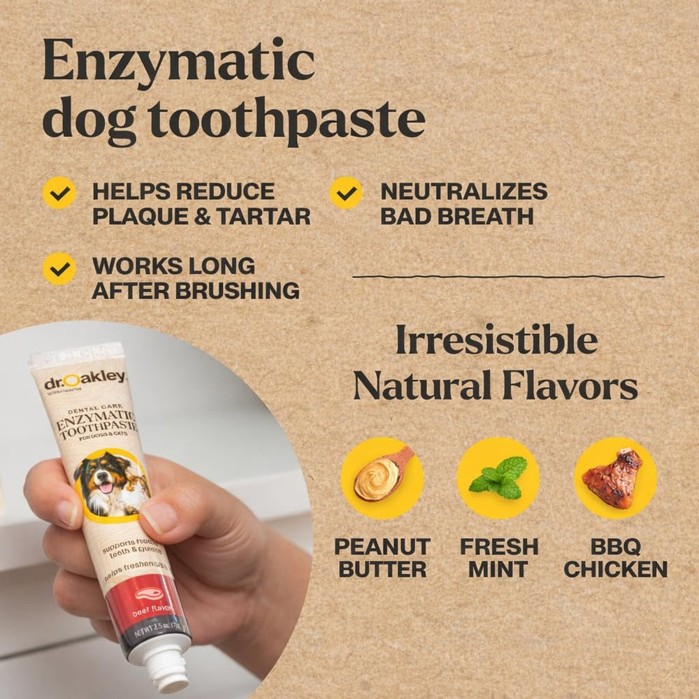 Dr. Oakley dual-head toothbrush for dogs provides thorough cleaning