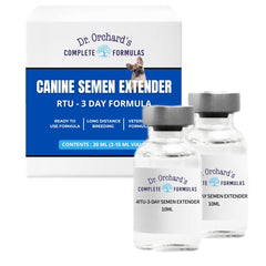 Dr. Orchard's RTU 20ml semen extender bottle for easy one-step preparation and shipping.