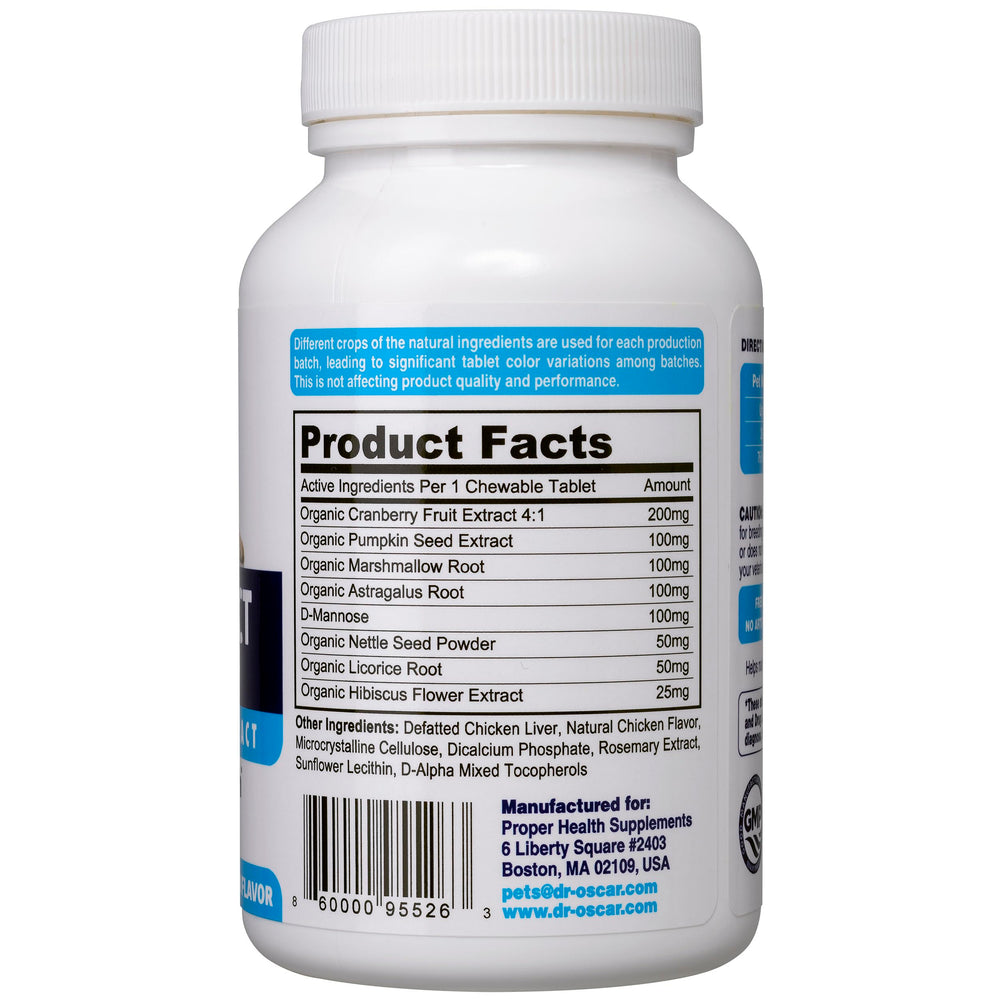 Dr. Oscar Dog UTI Treatment tablets close-up showing chewable convenience