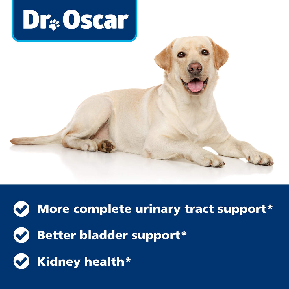 Dr. Oscar UTI formula graphic noting non-GMO ingredients in FDA-registered facility