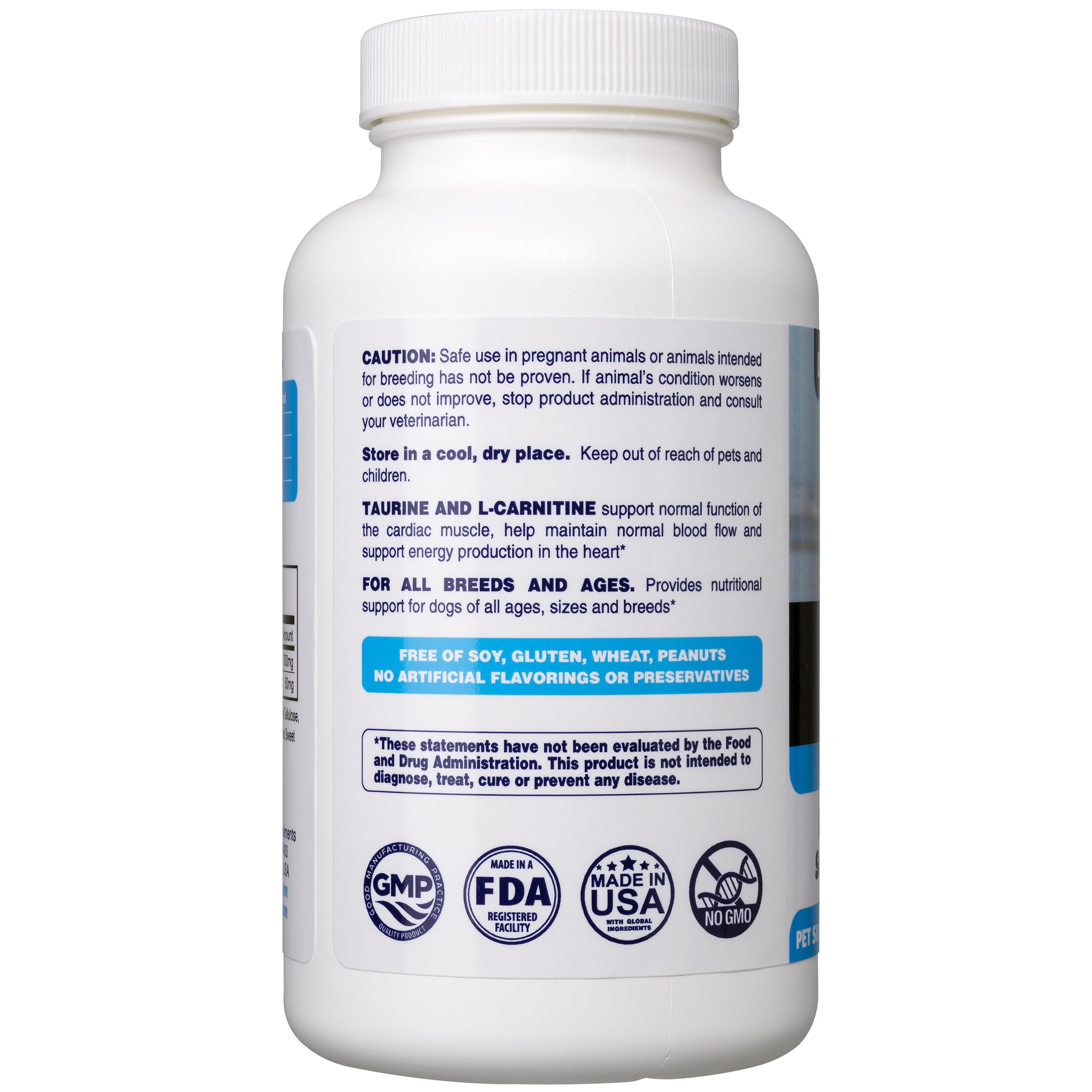 Dr. Oscar Taurine label close-up with dosage guidance for 25 lbs