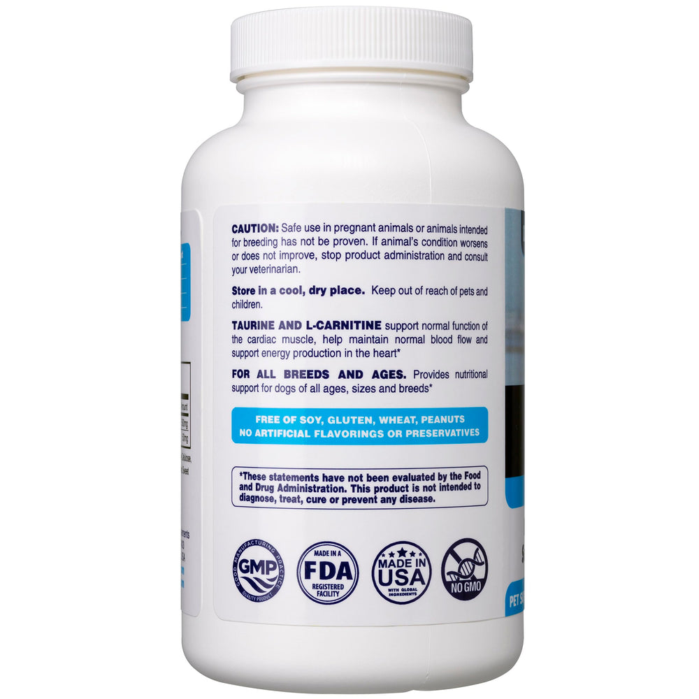 Dr. Oscar Taurine label close-up with dosage guidance for 25 lbs