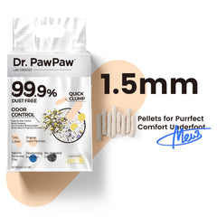 Dr. PawPaw tofu litter clumping action visible during scooping