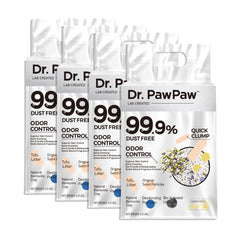 Dr. PawPaw tofu cat litter in packaging highlights eco-friendly formula for odor control