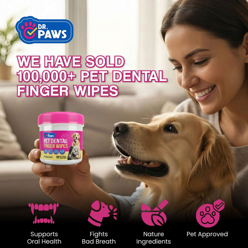 Dr. Paws dog teeth cleaning finger wipes in action for easy application.