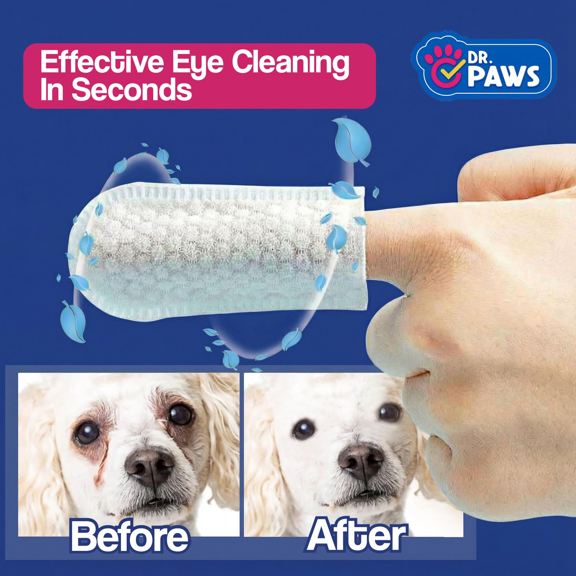 Dr. Paws Puppy Eye Wipes tear stain remover for young pets.