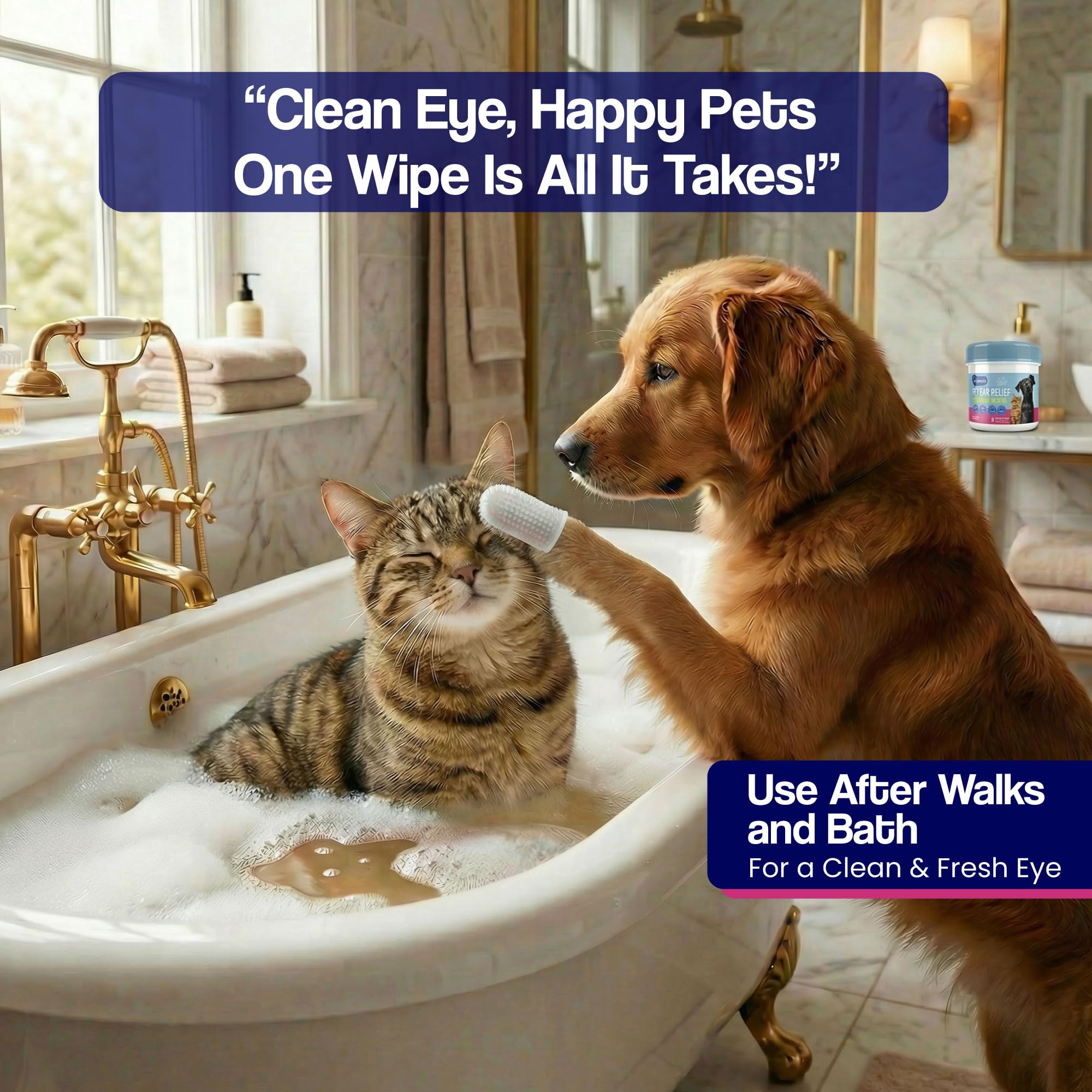 Dr. Paws White Dog Eyes tear stain remover for brightness.