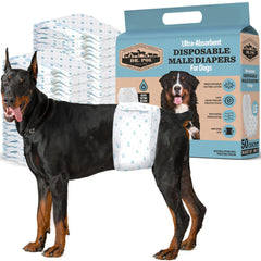 Dr. Pol male dog diaper shows super absorbent core for dry comfort.