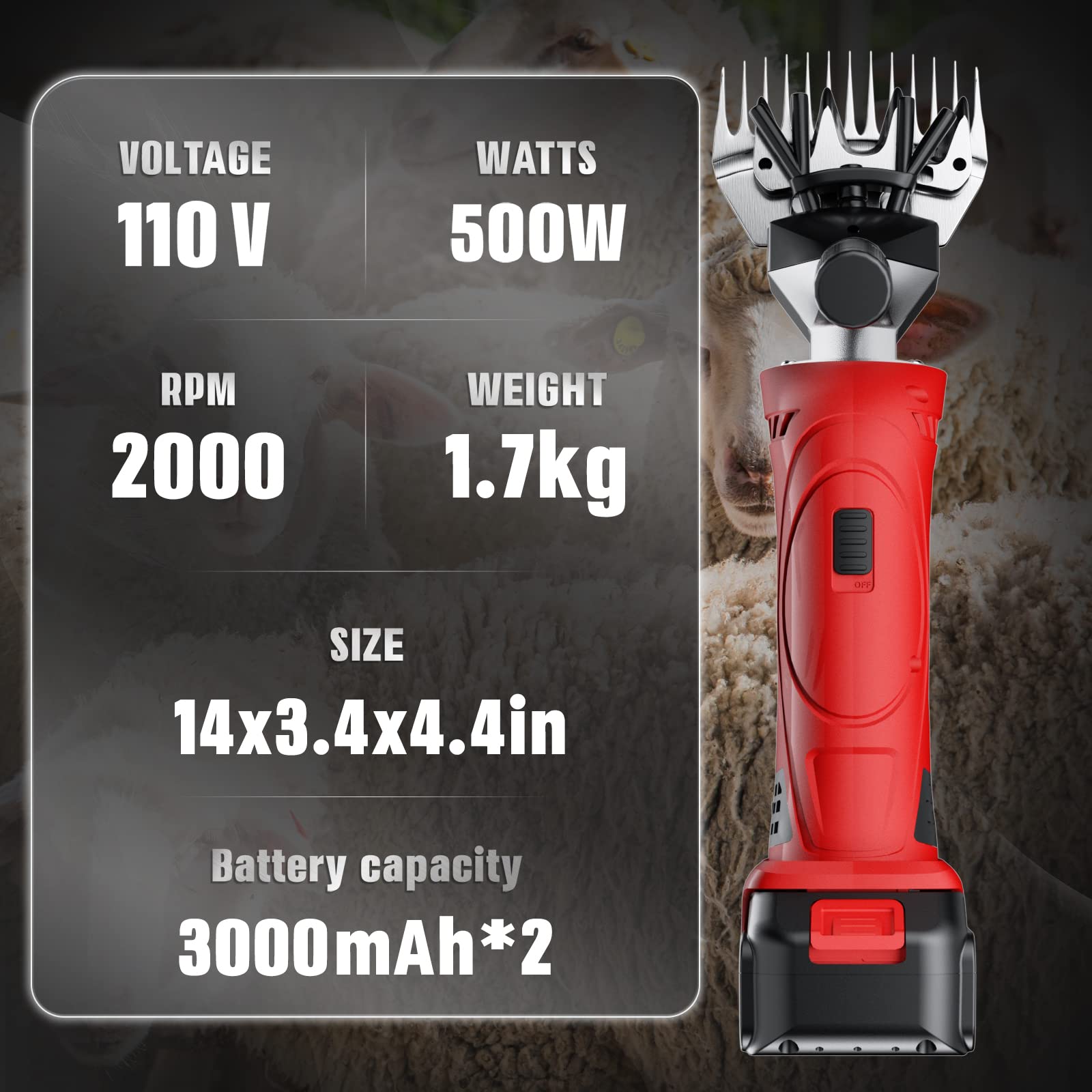 Dragro two 3000mAh batteries allow quick swaps for longer grooming sessions