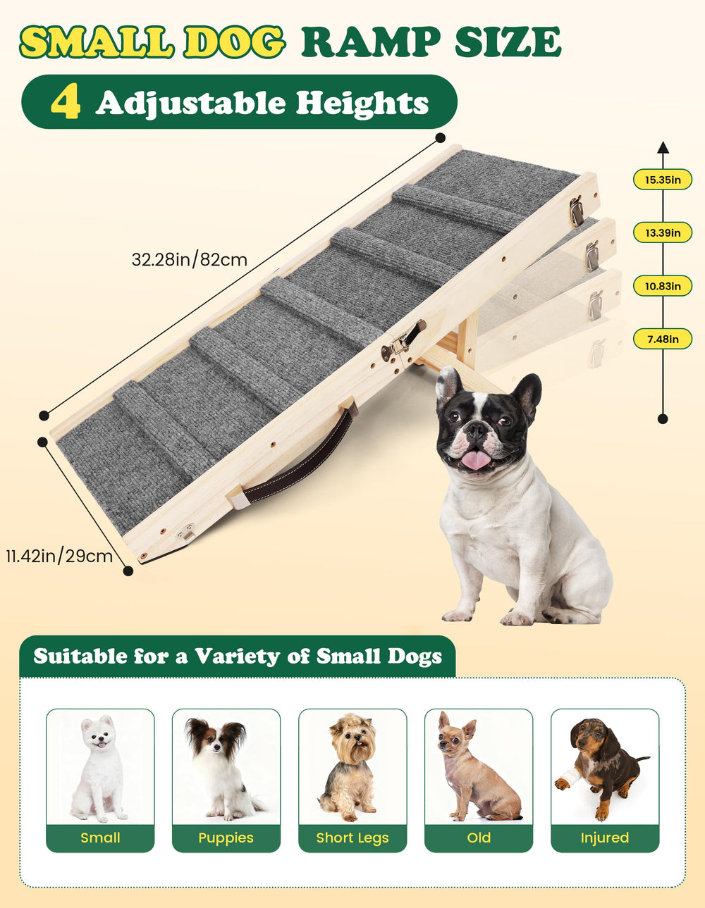 Drakthos dog ramp showing four height settings for versatile use.