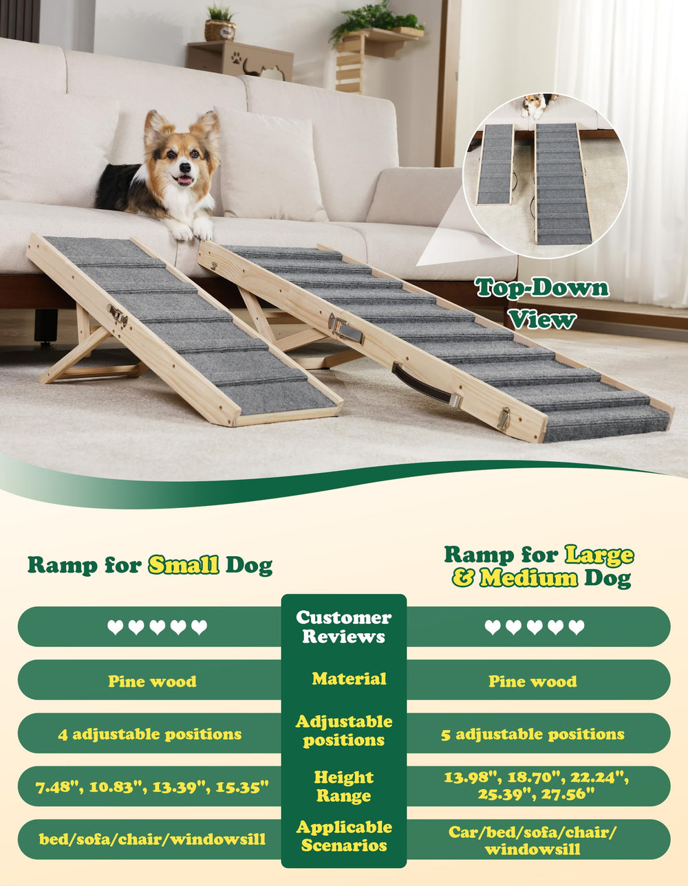 Drakthos dog ramp with non-slip carpet surface for secure climbs.