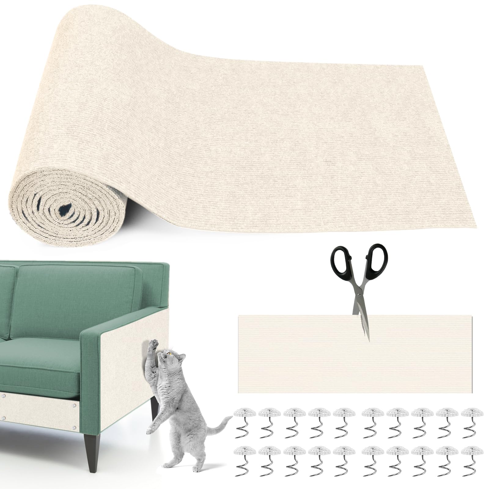 Draupnir Cat Scratching Mat shows cut-to-fit versatility on a sofa edge.