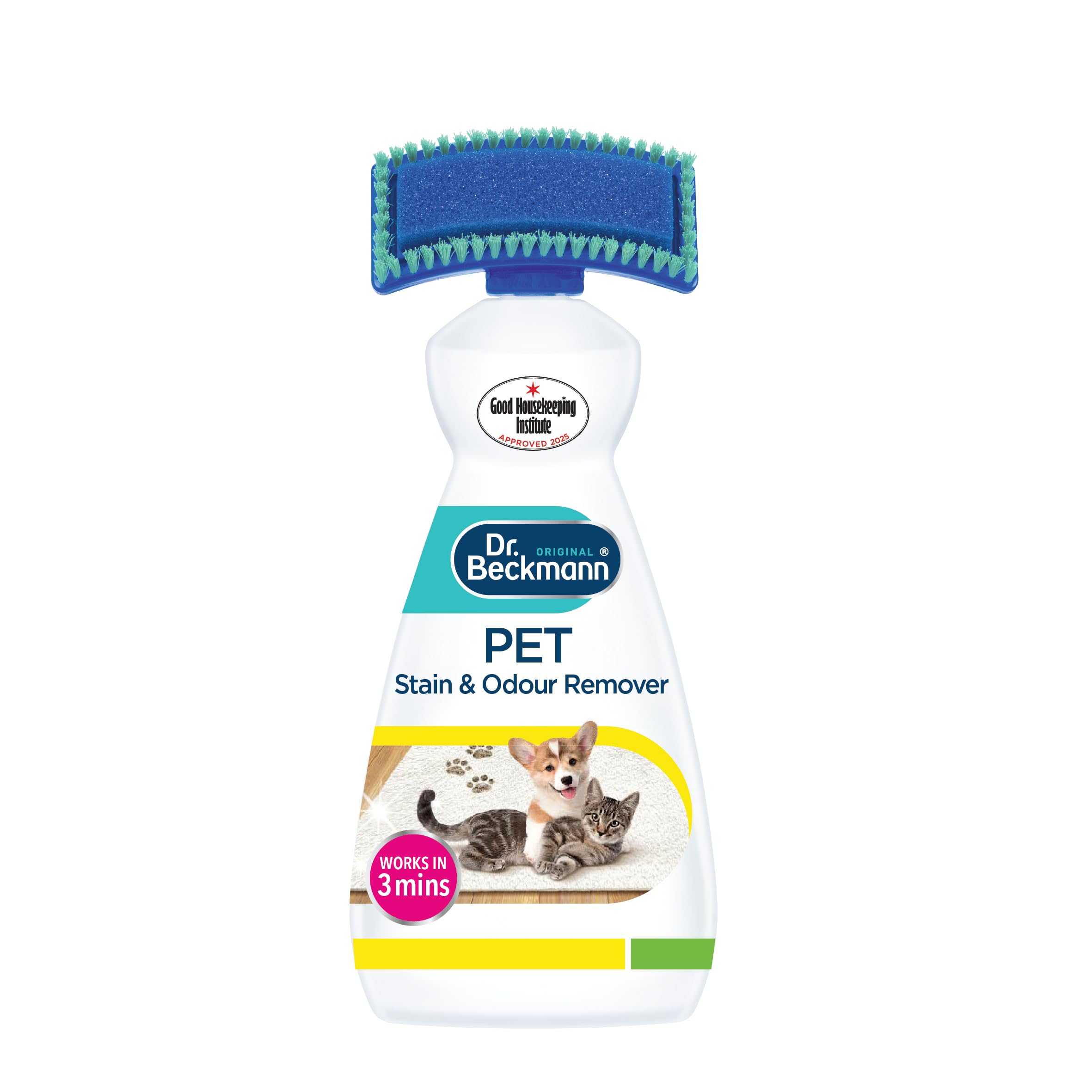 Dr. Beckmann Pet Stain & Odour Remover bottle ready for quick carpet stain removal